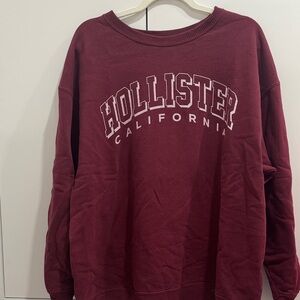 Hollister Burgundy Arched Logo Crewneck Sweatshirt